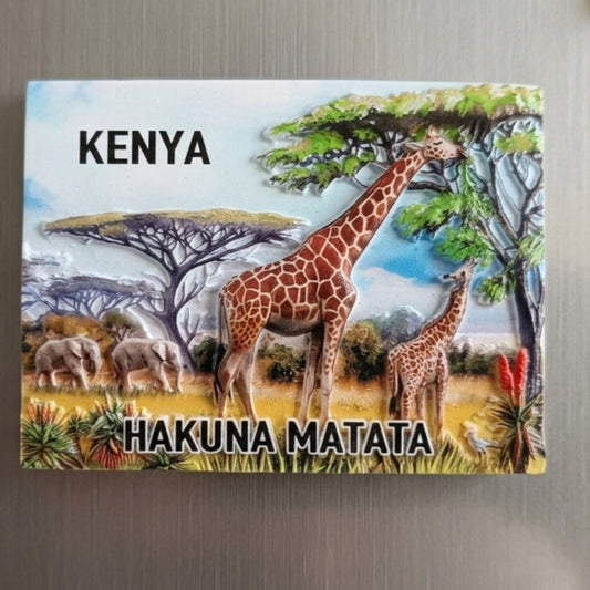 Giraffe and Elephant Wildlife Souvenir Fridge Magnet
