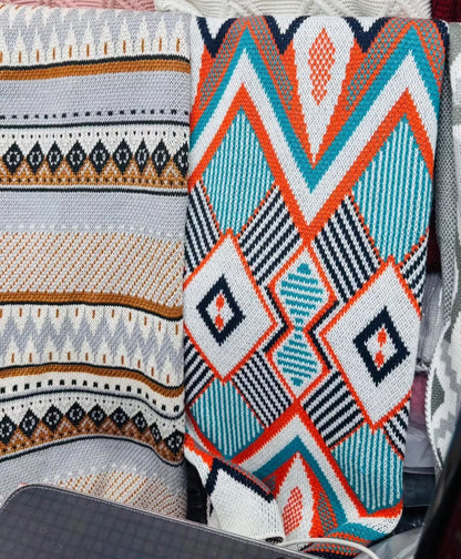 Bohemian Knitted Throw Blanket with Tassels