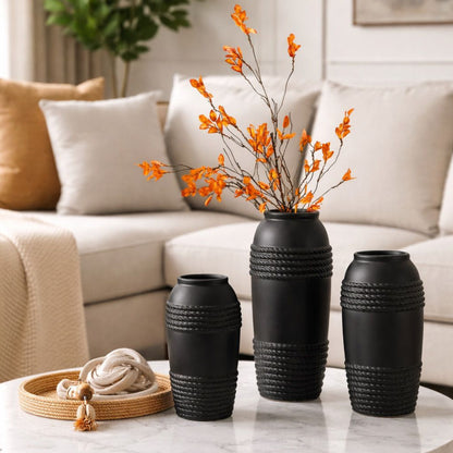 3-Piece Textured Ceramic Vase Set