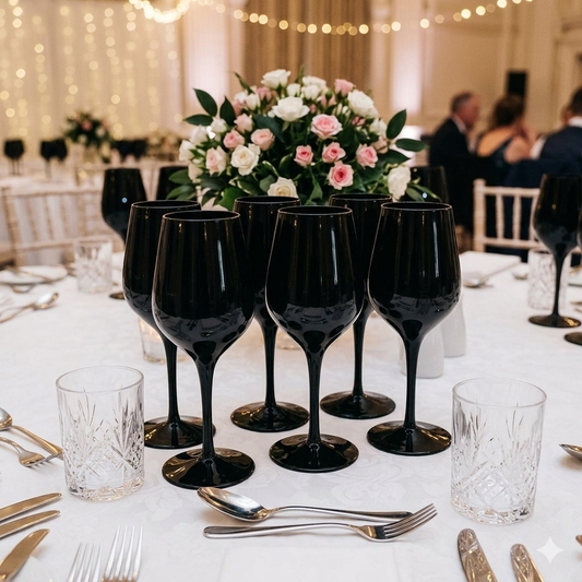 6Pc Black Coloured Wine Glasses 