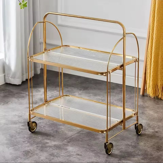 Foldable trolley glass table cart
