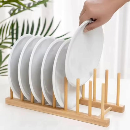 8 Slot Bamboo Plate Rack