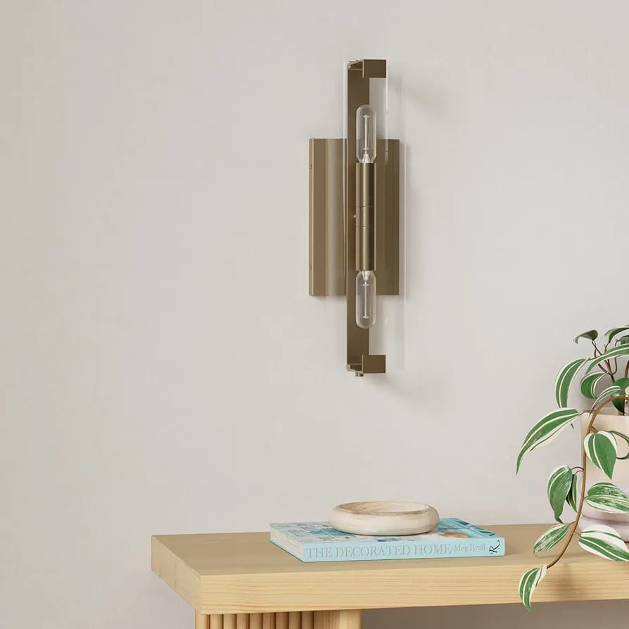 Bronze and Glass Tube Wall Sconce Lamp