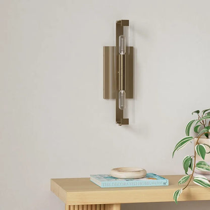 Bronze and Glass Tube Wall Sconce Lamp