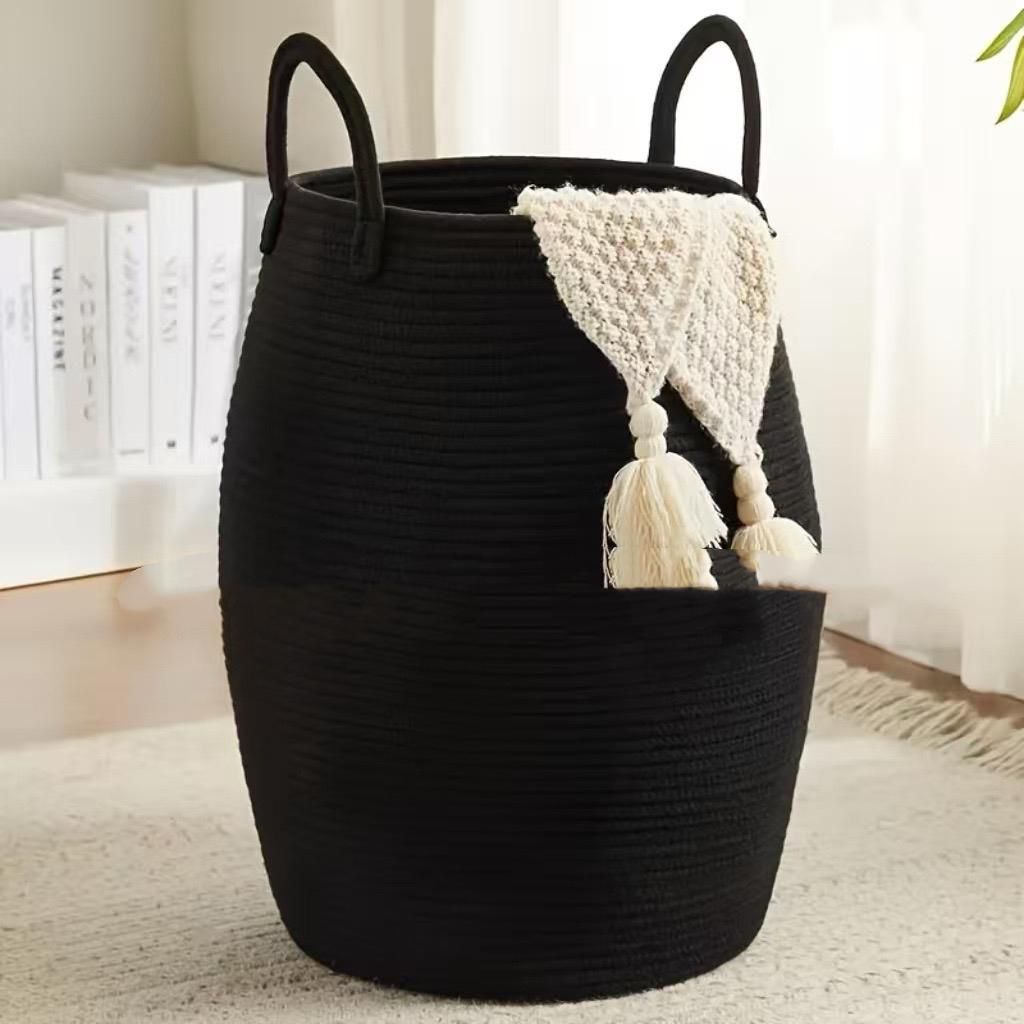 65L Cotton Rope Woven Basket with Extended Handles