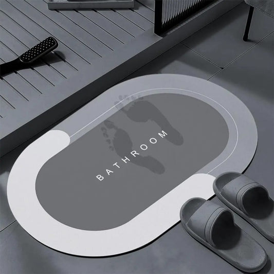 Oval absorbent bathroom mat