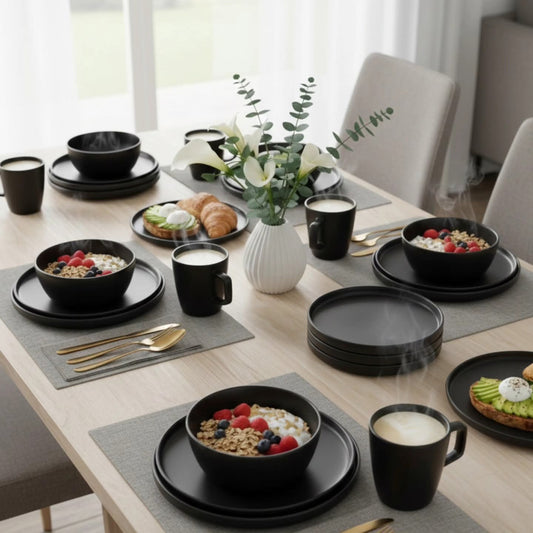 24Pc matte black  dinner set