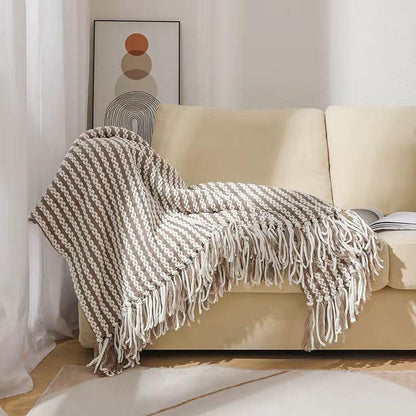 Bohemian Striped Knit Throw Blanket