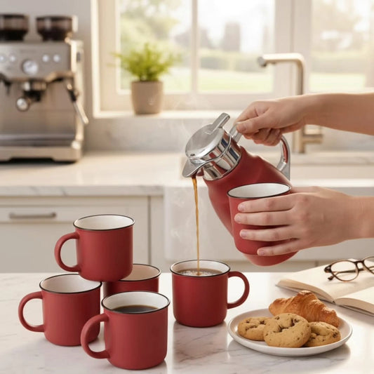 7pcs Red pitcher breakfast set