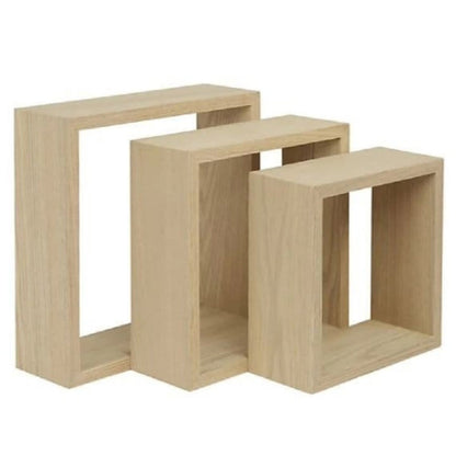 3Pc Square Wooden Floating Shelves