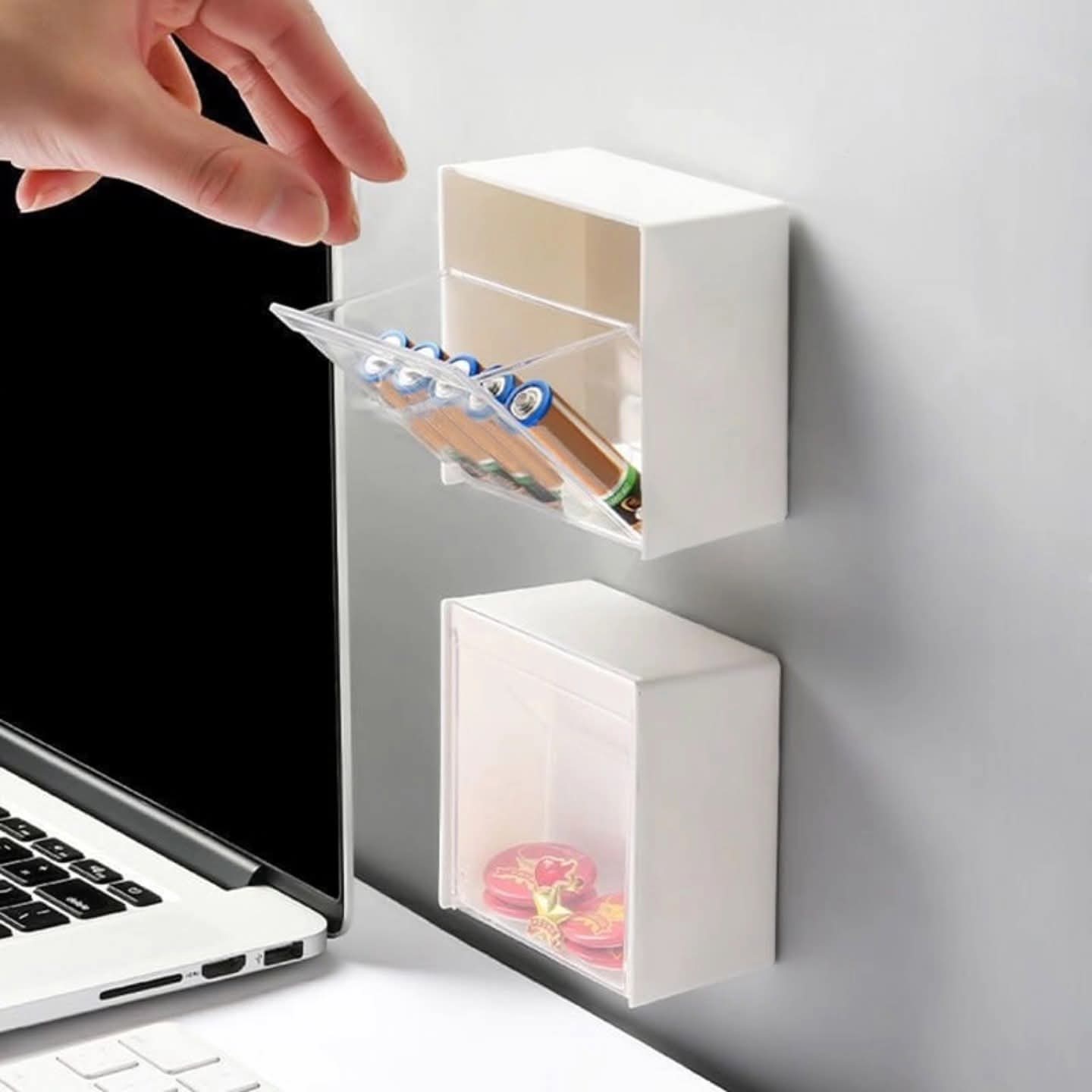 2pcs set plastic wall mounted storage dustproof bathroom organizer
