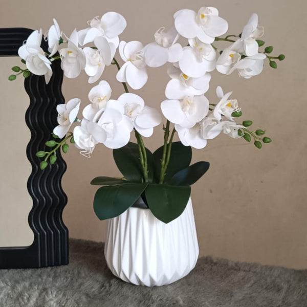 Artificial Orchids with Ceramic Vase