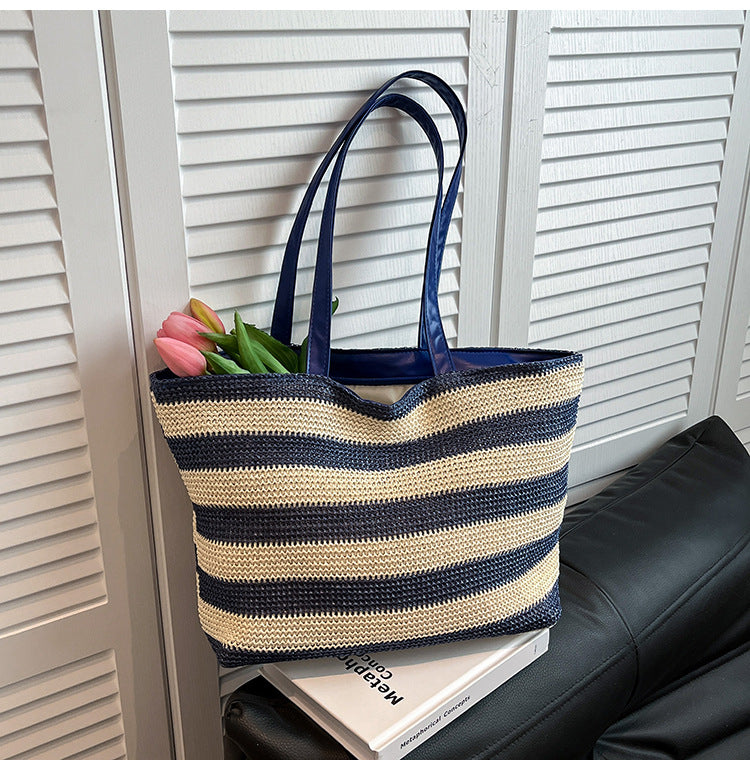Women Handmade Bohemian Striped Tote Handbag