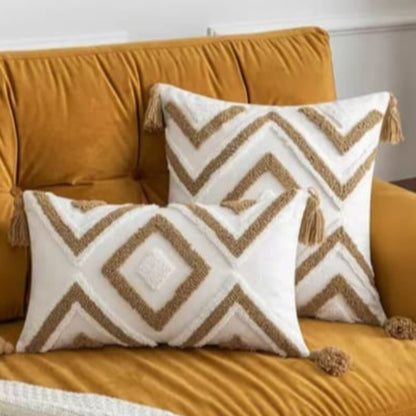 Bohemian Tufted Geometric Throw Pillow Covers