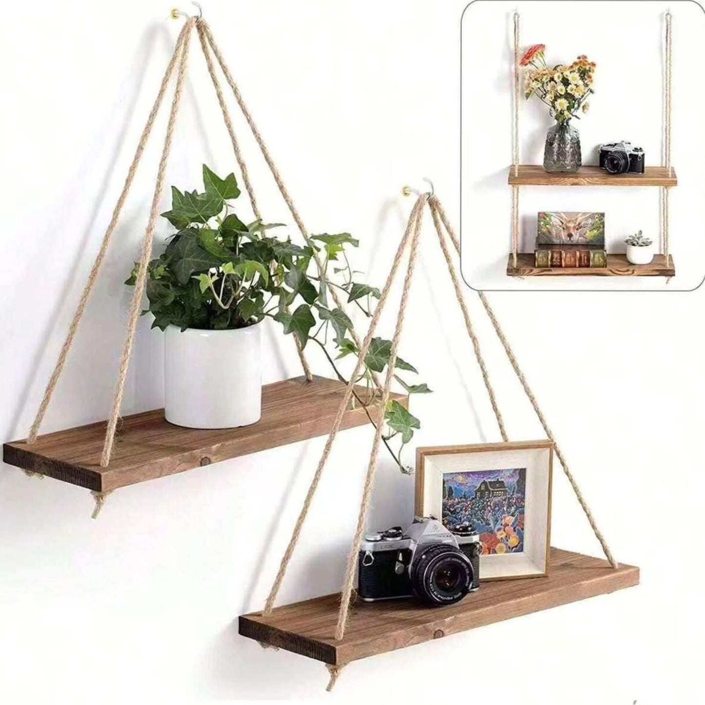 Wooden floating shelves