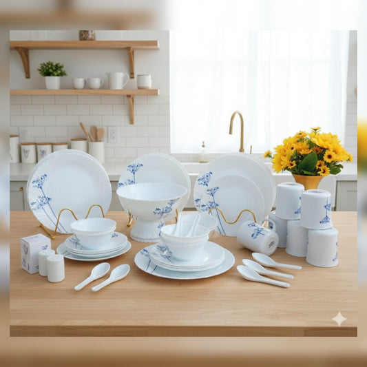 39Pc blue flowers dinnerware 