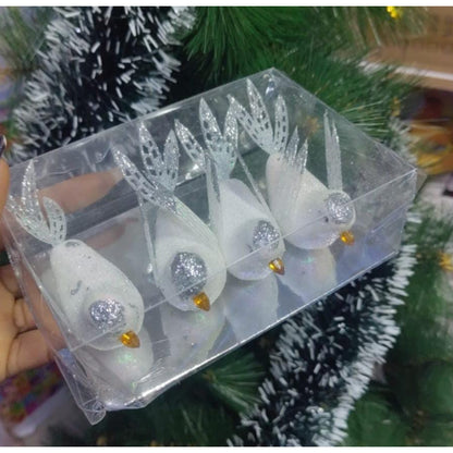 4Pc Christmas Doves Decor