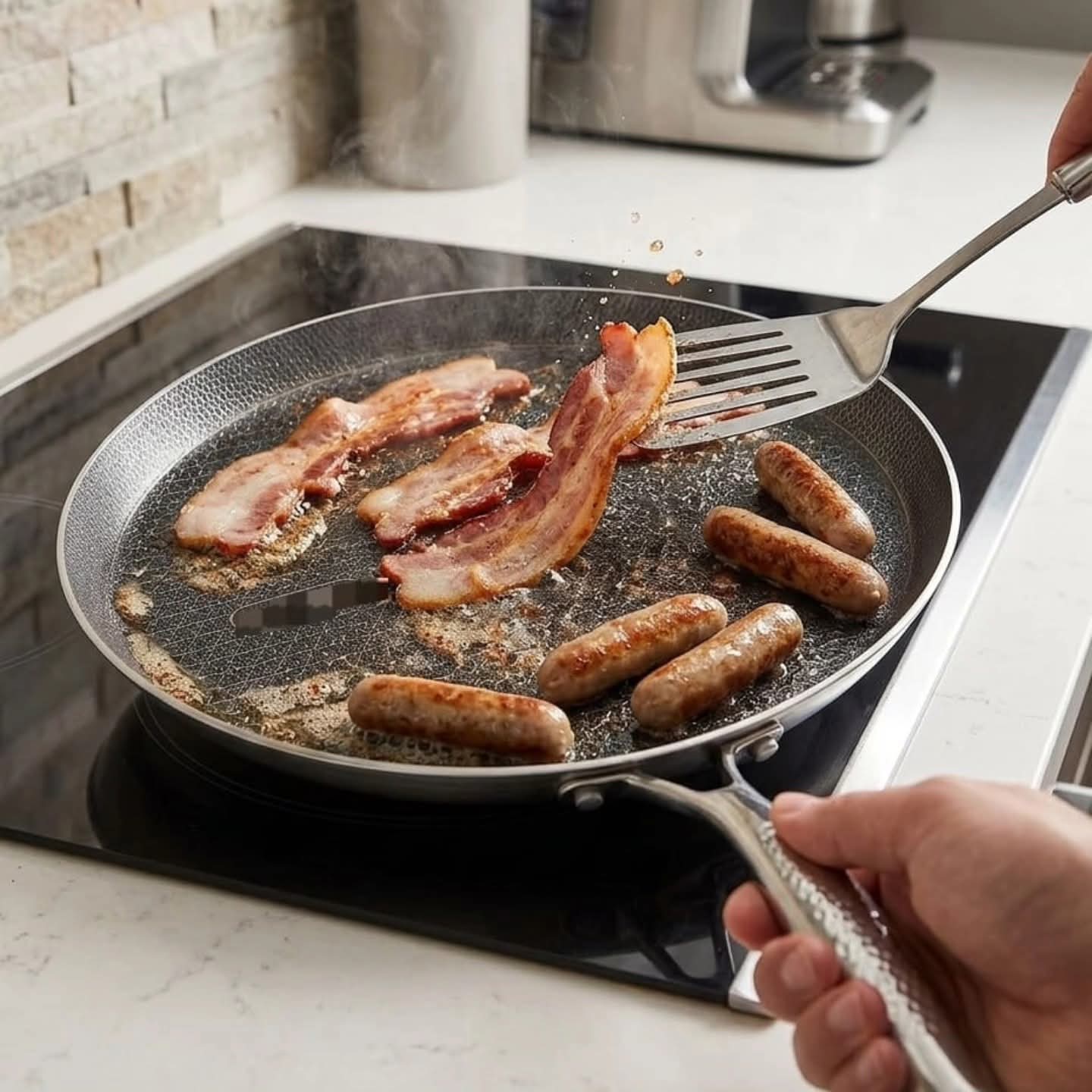 28Cm Stainless Steel Flat Skillet Pan
