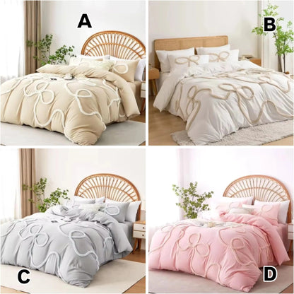 Bowknot Tufted Duvet Cover Set