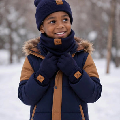 3pcs Warm Kids  Beanie Hat Scarf and Gloves Set