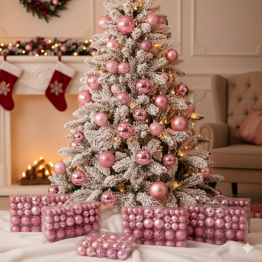 100Pcs Pink Christmas Balls