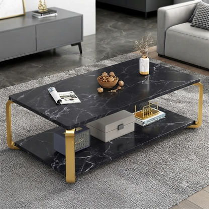 Wooden Marble Effect Design Coffee Table