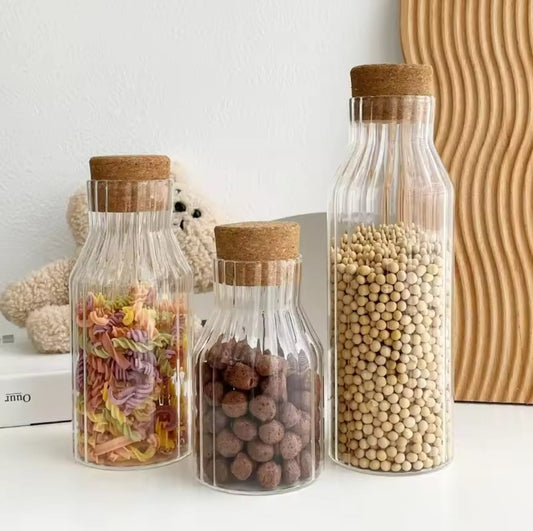 Ribbed glass jars