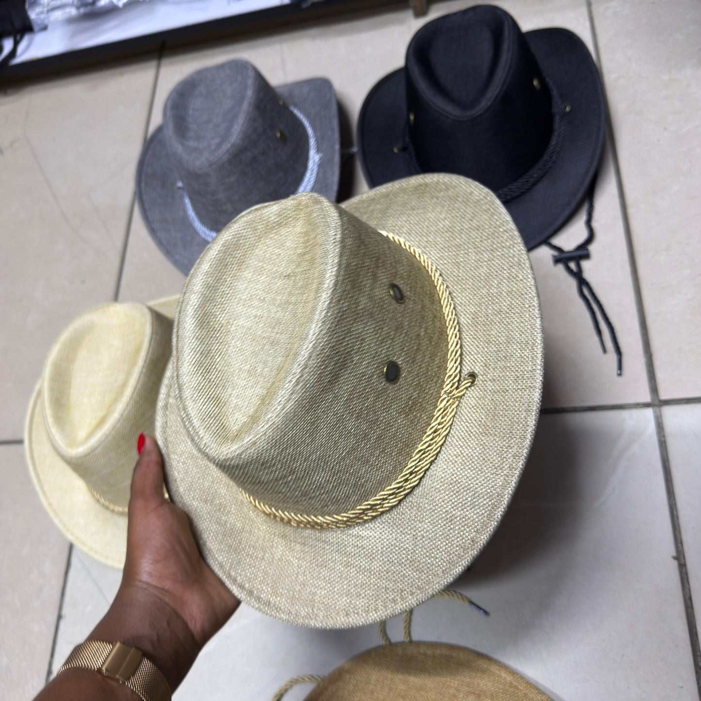Colored straw cowboy hats