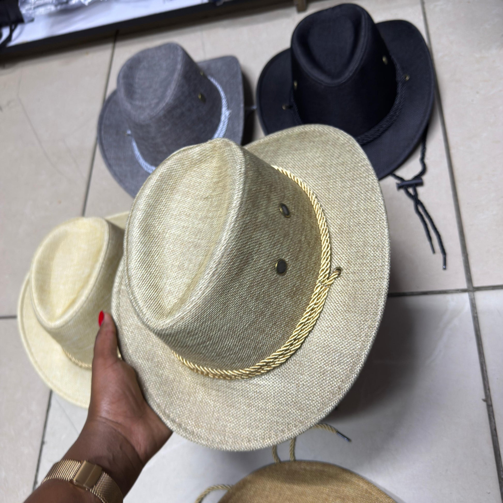 Colored straw cowboy hats