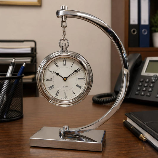Silver Tabletop Quartz Hanging Clock