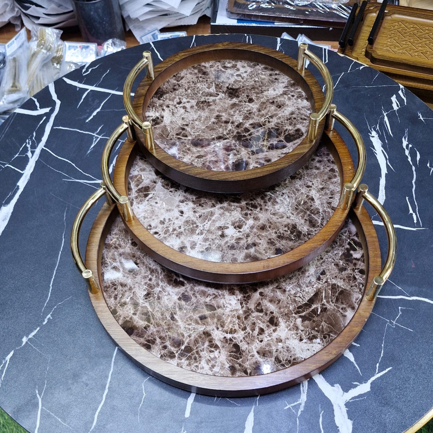 3Pcs Bamboo Nesting Tray Set