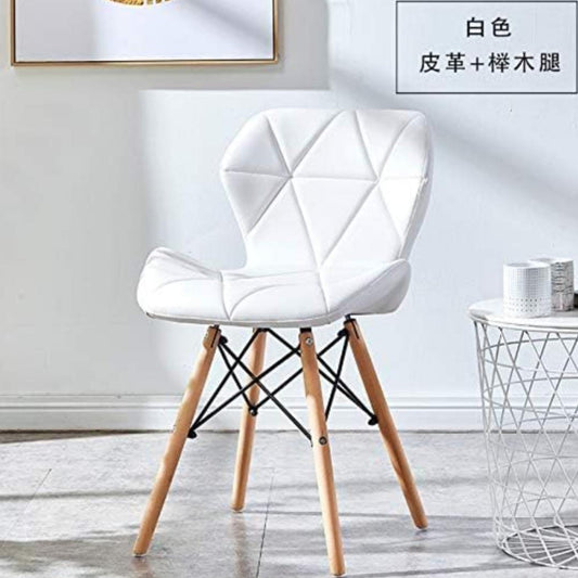 White Faux Leather  Pattern Dining Chair