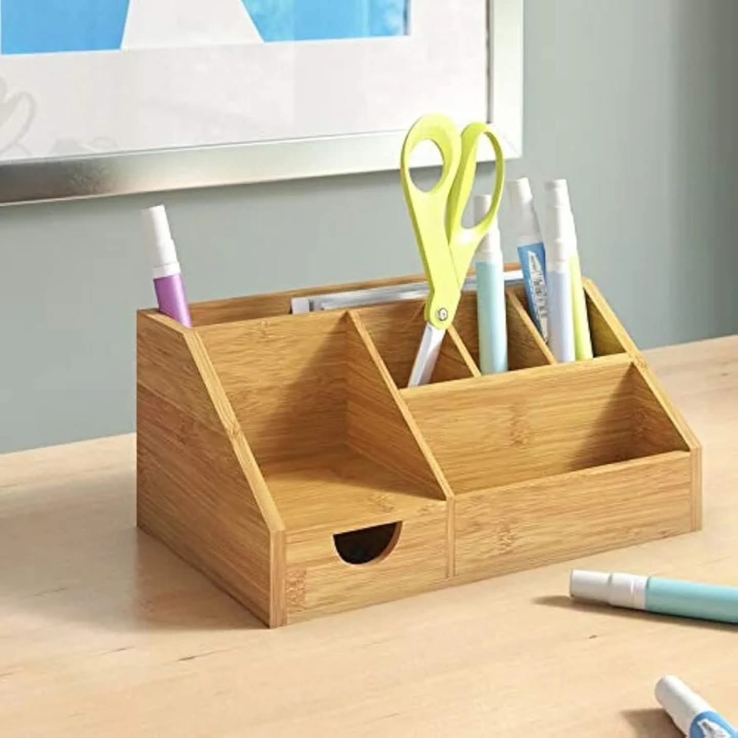 Wooden Bamboo Desk Organizer