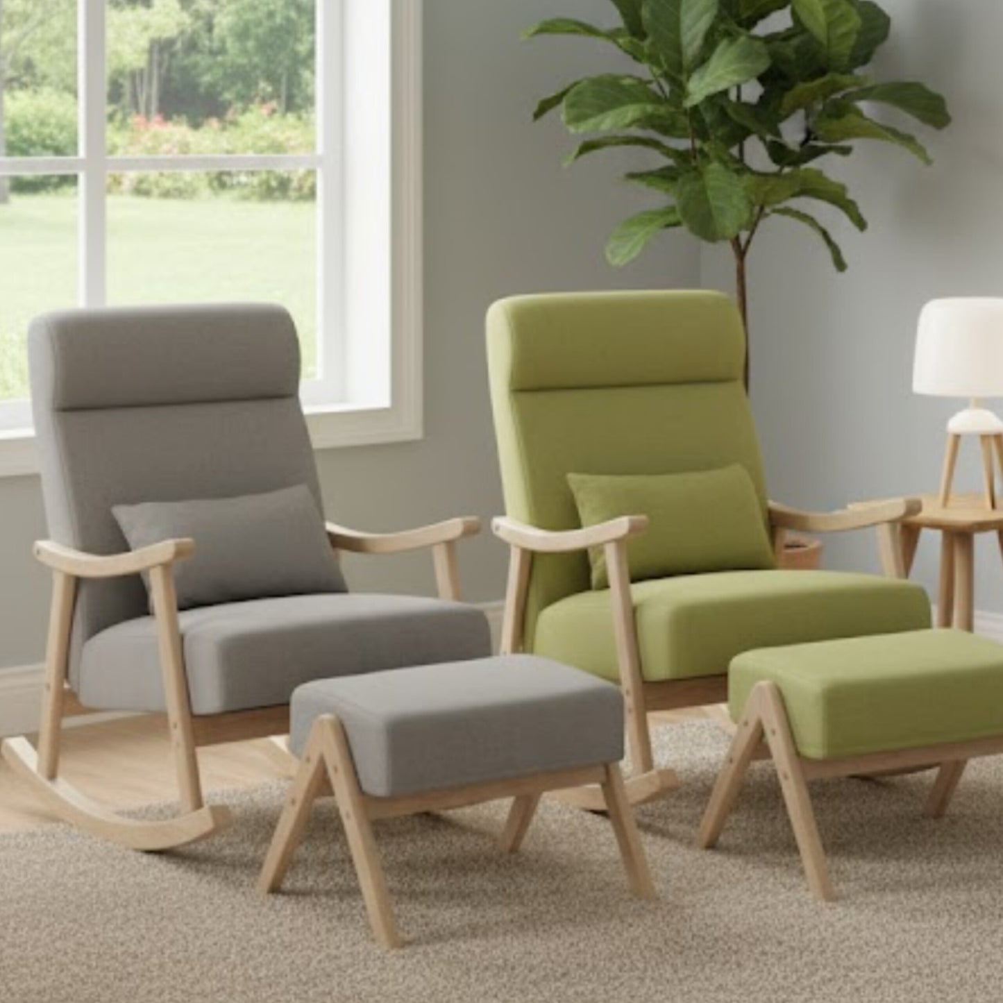 Rocking chair with Ottoman footrest
