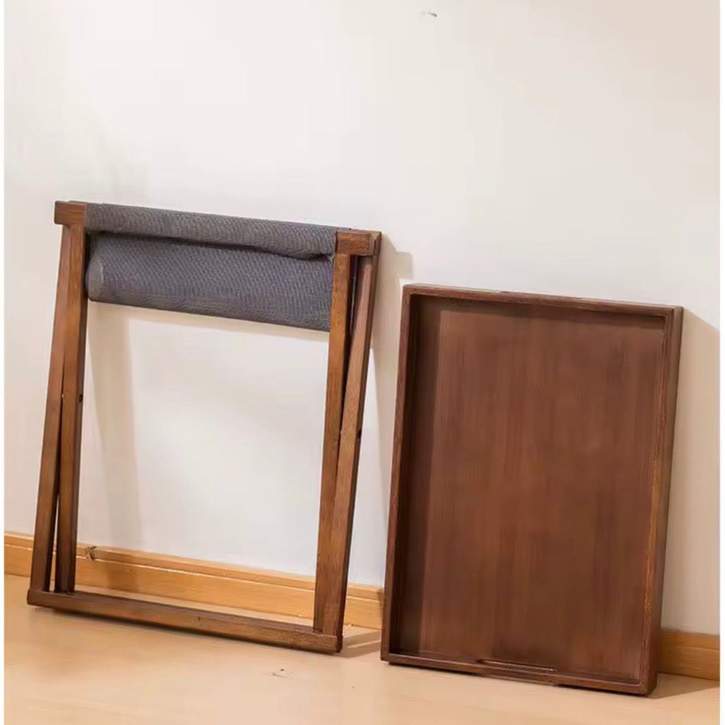 Foldable Wooden Side Table with Removable Tray Gha