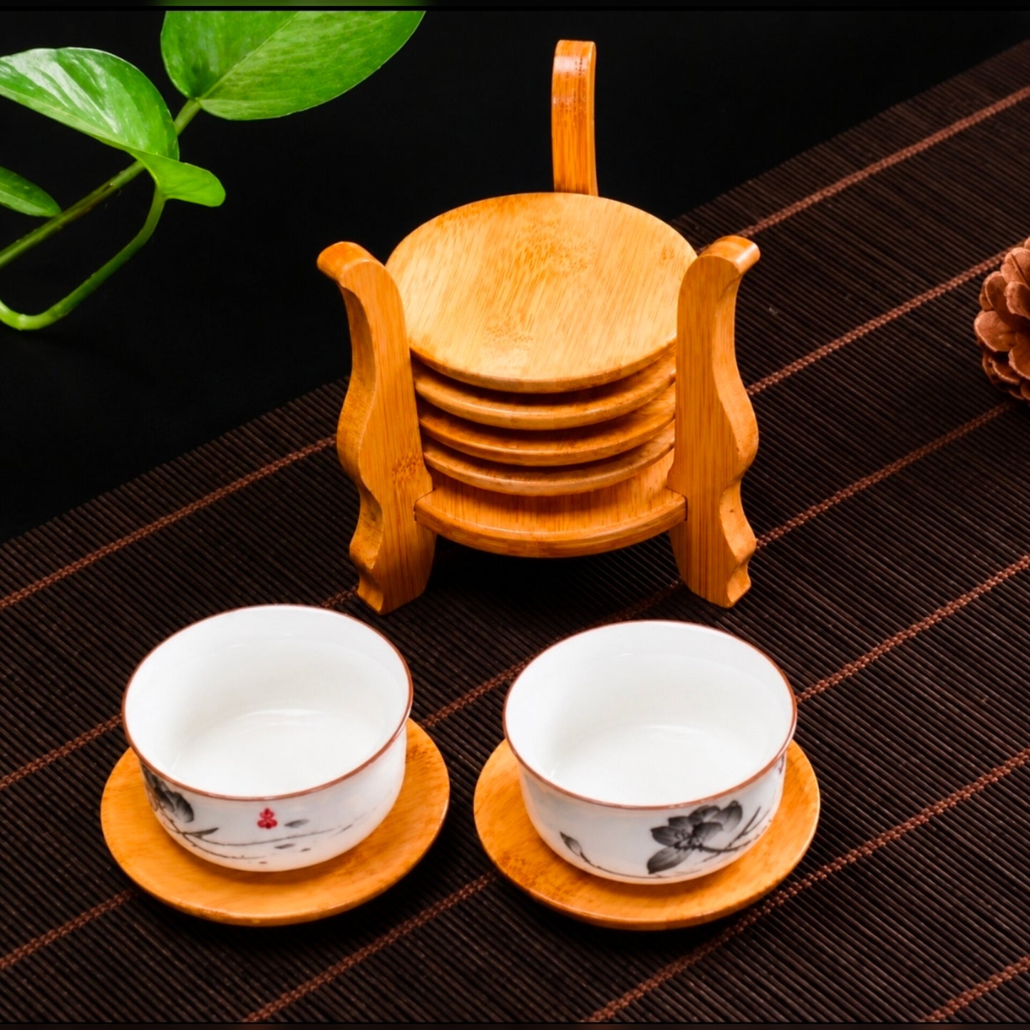 Bamboo Coasters with 6 Claw