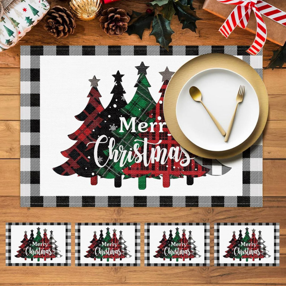 Plaid Christmas Rectangular Placemats