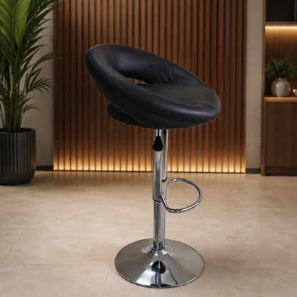 Adjustable Black Faux Leather Bar Stool