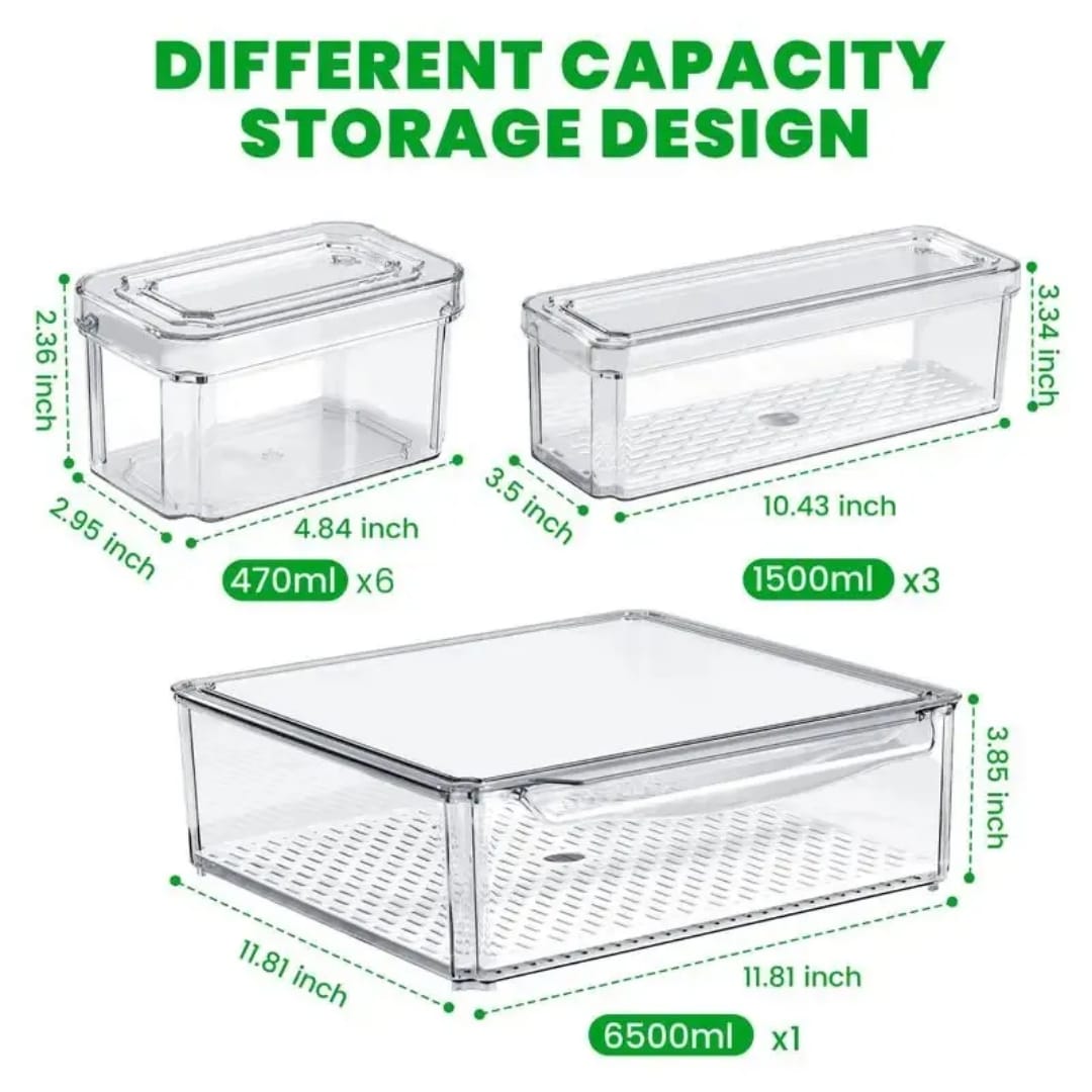 10pc Fridge Organizer Bins