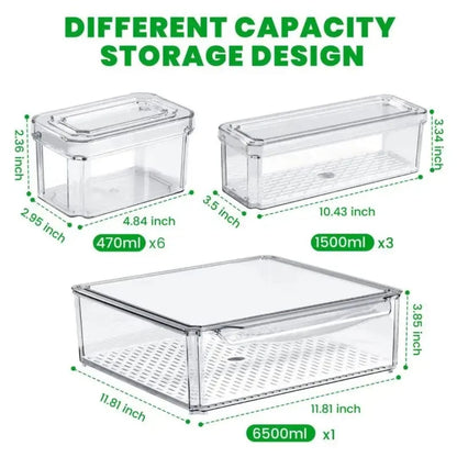 10pc Fridge Organizer Bins