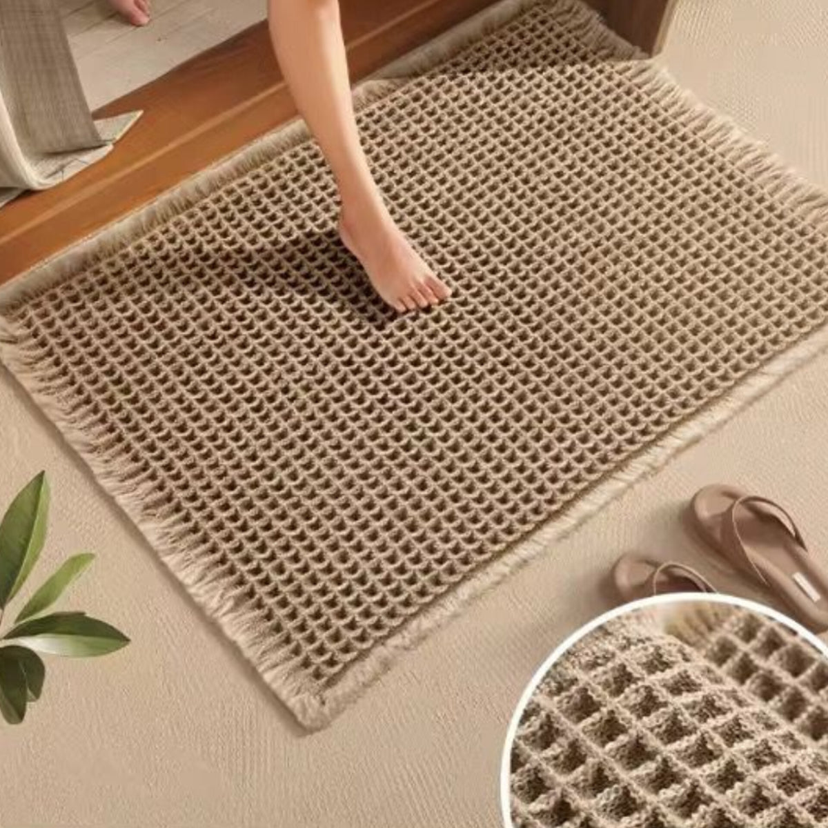 Minimalist Waffle Bathroom Door Mat