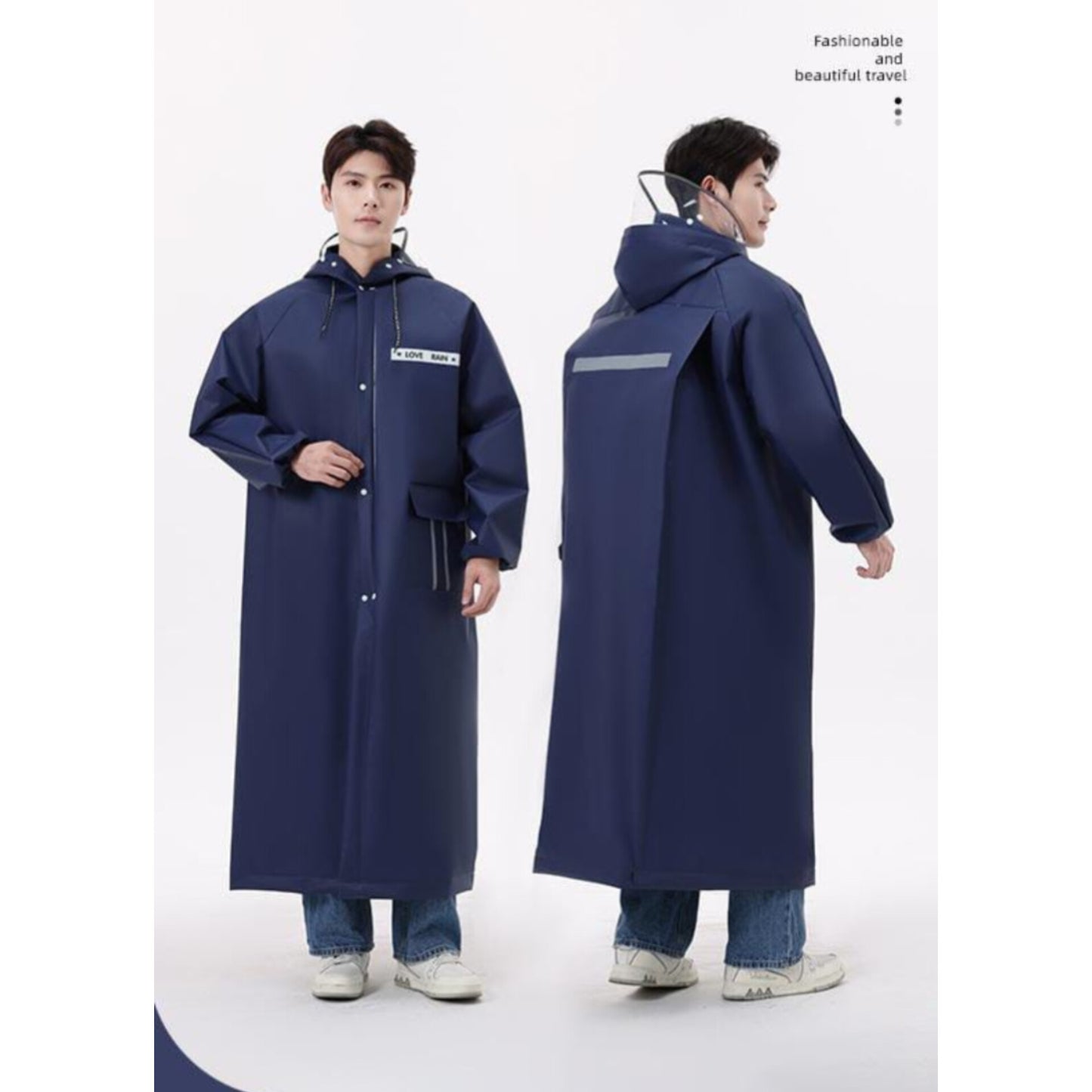 Adult raincoat with wide brim hat