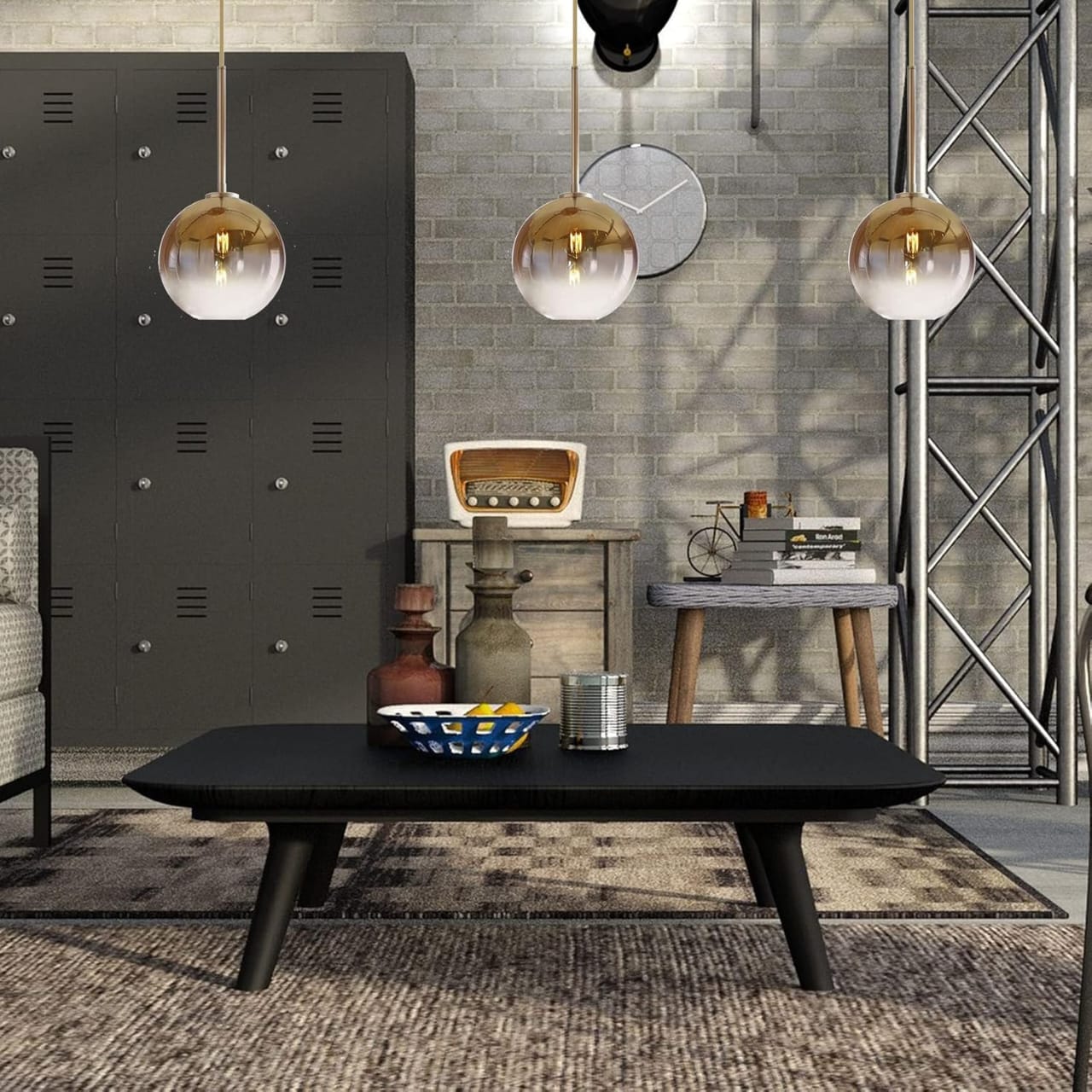 Gold ceiling pendant with bulb