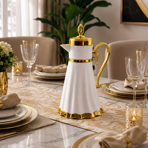 1Ltr Flask With A Gold Handle And Lid