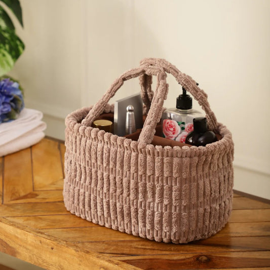 Plush Woolen Oval Partitioned Storage Organizer