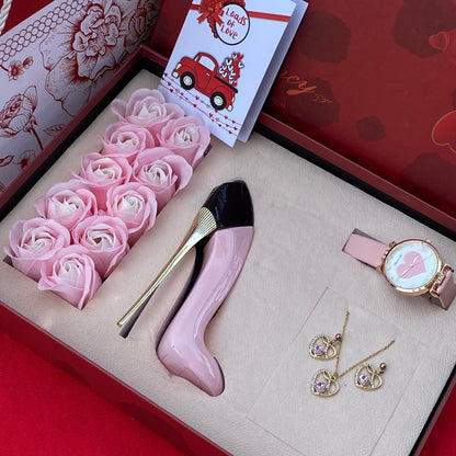 Valentine's Day Floral Perfume and Jewelry Gift Set