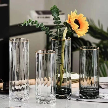 Ribbed Glass Flower Vase