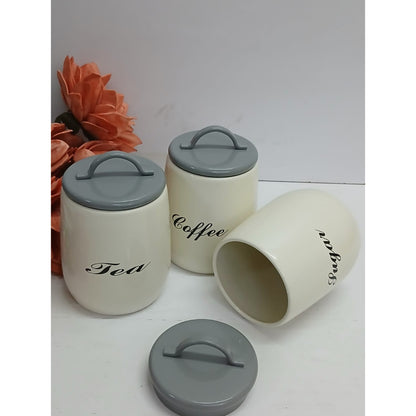 Three Piece Tea Coffee and Sugar Canister Set