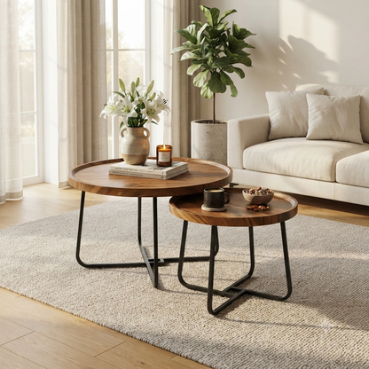 Wood Grain  Style Nesting Coffee Tables