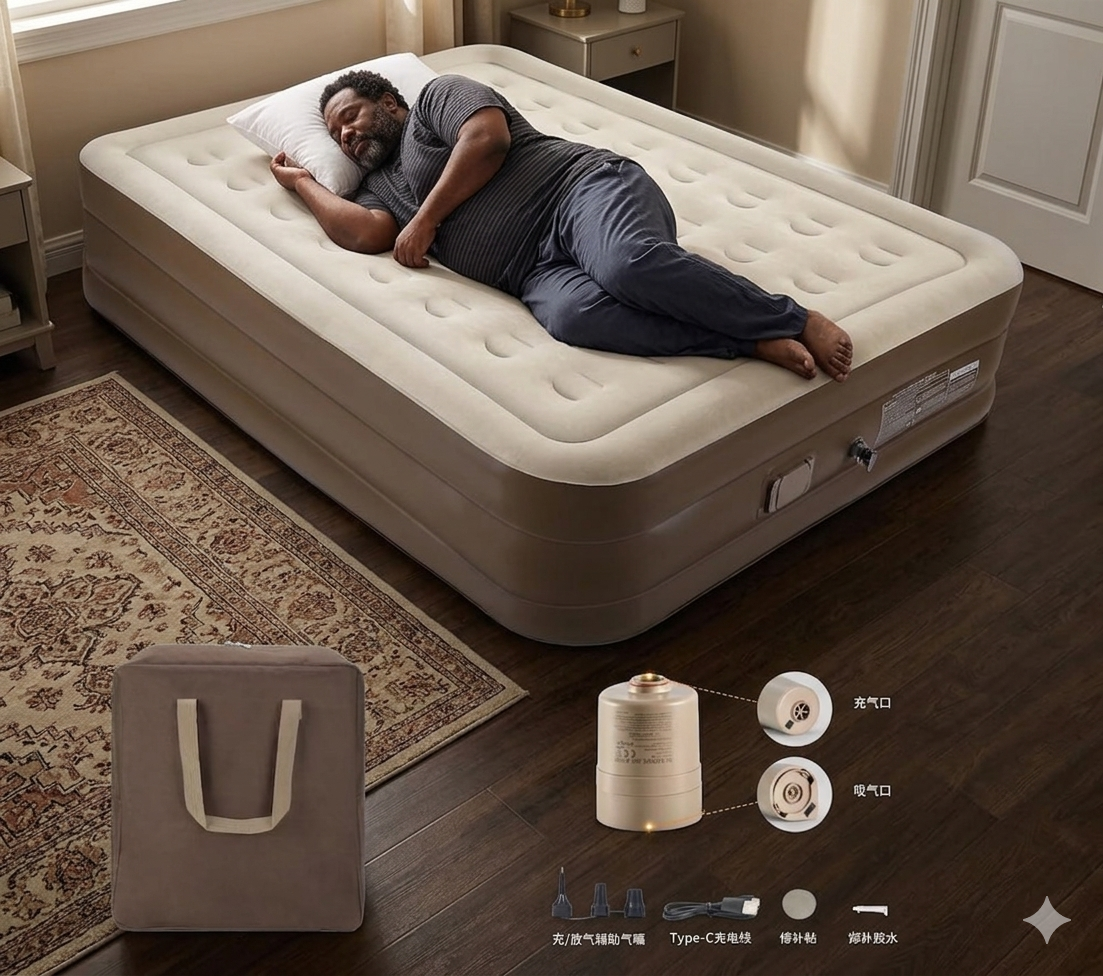 5*6 Inflatable Air Bed Mattress with Built in Electric Pump